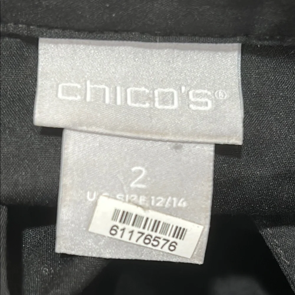 Chico’s  black blouse size 2 -u.s 12/14 GUC.. - Picture 10 of 11